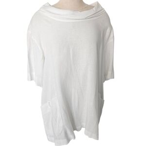 Dana Buchman 100% Linen White Cowl Neck Tunic